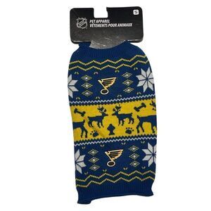 NHL Officially Licensed St Louis Blues Hockey Knit Holiday Dog Sweater Small NWT